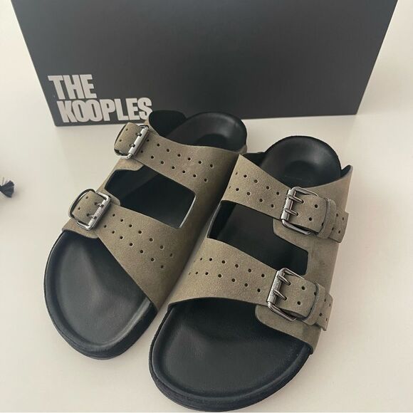 Kooples suede leather khaki slide sandal NIB Size 40 - Picture 10 of 14